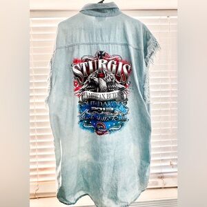 🏍️ Sturgis Black Hills Rally 2013 Sleeveless Denim Shirt – 4XL